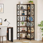 Tribesigns 7-Shelf Corner Bookshelf,Large Modern Corner Bookcase, 7-Tier Tall Corner Shelf Storage Display Rack with Metal Frame for Living Room Home Office (Rustic Brown) - Image 5