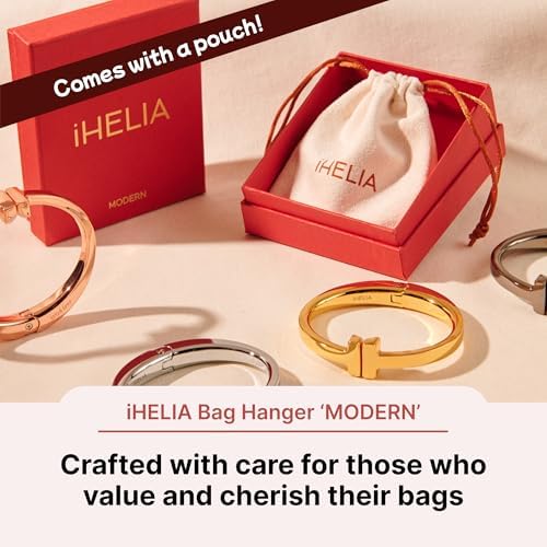 Purse Hook Hanger for Table (Modern) - Premium Bag Holder w/Ergonomic Bracelet Oval Design (Silver & Gold) - Image 4