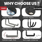 ULIBERMAGNET Heavy Duty Magnetic Hooks,Strong Large Magnet Hooks for Power Drill,Garden Tools, Hose,Pegboard,Garage,Workshop,6 Pack Magnetic Storage Hooks for Indoor Outdoor Hanging(Gray) - Image 6