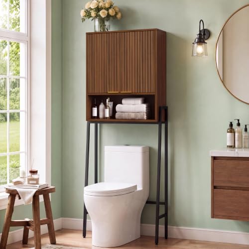 Over The Toilet Storage Cabinet,25" W Bathroom Organizer, Walnut by Unknown