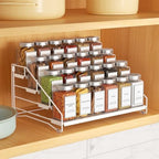BOIVSHI Tiered Spice Rack, Spice Shelf Organizer for Cabinet, Metal White - Image 2