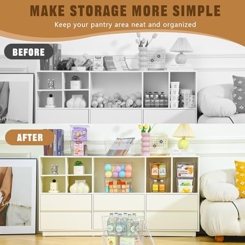 Freebat 6 Pack Clear Storage Bins with Lids, 7 Quart Pantry Organizer Bins - Image 5