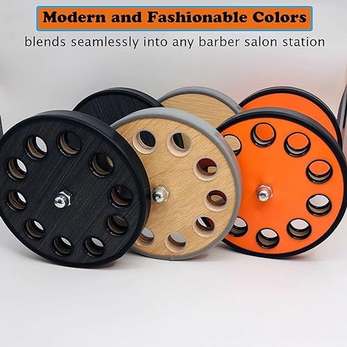 XDONEF Rotating Hair Scissors Holder, Wooden Salon Shears Container, Orange - Image 7