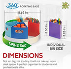 Kids Art Supply Storage Organizer with Dividers – 8.6" Rotating Lazy Susan Caddy for Crayons, Markers & Pencils - Image 3