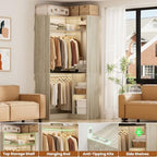 Aheaplus Corner Closet System with Shelves, L Shaped Walk-in Closets, White Oak - Image 4