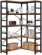 NUMENN 5-Tier Corner Bookshelf, L-Shaped Corner Bookcase, Vintage by NUMENN