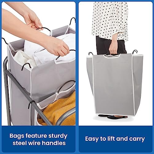 STORAGE MANIAC 2 Section Laundry Sorter, Laundry Hamper with Wheels, Gray - Image 5