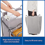 STORAGE MANIAC 2 Section Laundry Sorter, Laundry Hamper with Wheels, Gray - Image 5