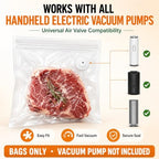 Vacuum Sealer Bags for Food, 60 Pcs Reusable Food Storage Bags, S+M+L Sizes, Air Valve Zipper Bags for Meal Prep, Freezer, Sous Vide & Microwave Storage - Image 2