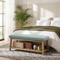 Zihanhome Entryway Shoe Bench, End of Bed Bench,Upholstered Bench (Teal) by Zihanhome