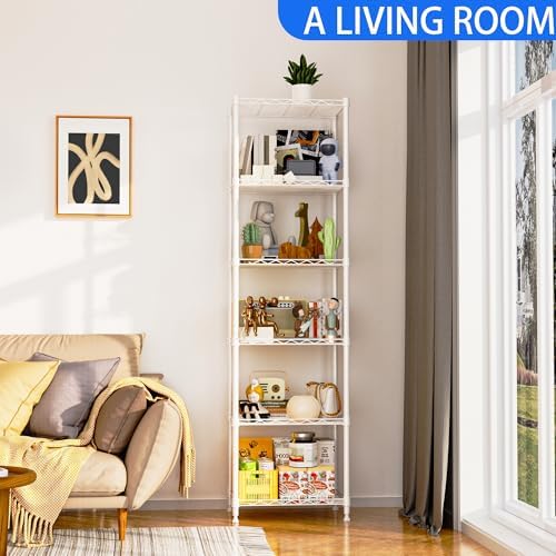REGILLER 6 Wire Shelving Steel Storage Rack Adjustable Unit Shelves for Laundry Bathroom Kitchen Pantry Closet(White,11.7" D x 16.8" W x 63" H) - Image 4