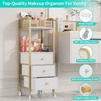 HapiRm Rolling Makeup Cart Organizer - Floor Skincare Make Up Storage with 3 Non-Woven Fabric Drawers, Vanity Organizer Cosmetic Display Cases Holder for Skin Care Perfume Nail Polish Brush Hair Tool - Image 6