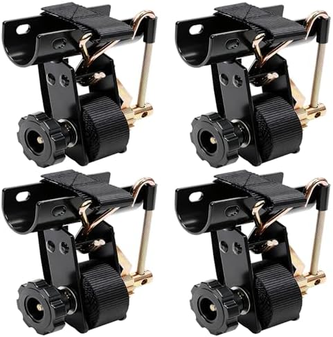Black Rack Straps with J-Hook (4PK),1.5" x7.5' Ladder Rack Ratchet Straps, 2" Round Tube Mount, Perfect Ladder Rack Tie-Downs for Trailer Cargo Control by Towmax