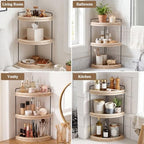Novabright 3-Tier Corner Bathroom Counter Organizer Wooden Metal Shelf - Image 5