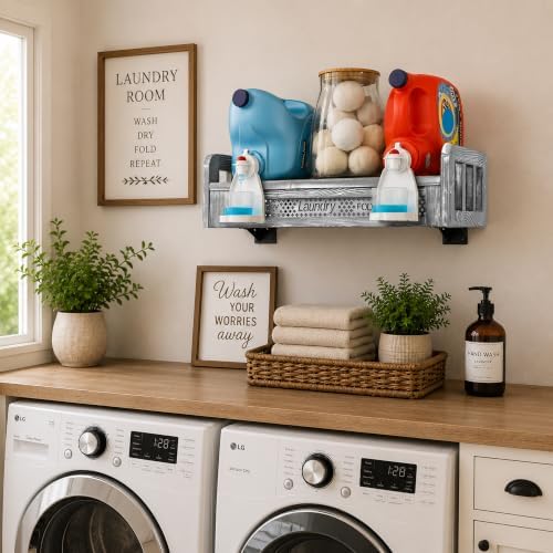 Extra Large Wall Mount Laundry Station, Rustic Grey - Image 5