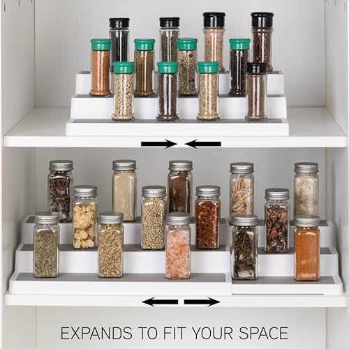 SIMPLEMADE 3-Tier Spice Rack Organizer - Versatile Storage Shelf for Kitchen, Bathroom, Bedroom & Office, Set of 2, Expandable White - Image 2