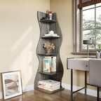 LITTLE TREE 70-Inch Corner Shelf, Seaweed Shaped Etagere Display Bookshelf, Freestanding 5-Tier Wall Shelves for Small Spaces, Living Room, Bedroom, Grey, 1 Pack - Image 7