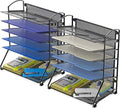Simple Houseware 2 Packs 6-Tier Desk Organizer & Sliding Paper Tray, Black by SimpleHouseware