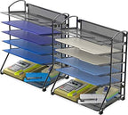 Simple Houseware 2 Packs 6-Tier Desk Organizer & Sliding Paper Tray, Black by SimpleHouseware
