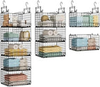 VyGrow 5 Tier Hanging Closet Organizer with Adjustable Dividers, Heavy-Duty Storage Shelves for Clothing, Kitchen, Laundry Room, Extra Large Baskets, 15.7" W x 11.8" D x 51" H, Black by VyGrow