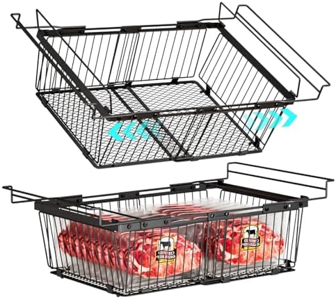 Hanging Freezer Organizer Bins for 5 to 20 Cu.Ft,Leak-Proof Bottom，2Pack by ANJUBAN