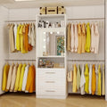 Closet System Storage with Built -In LED Mirror, 3 Light Modes, 3 Drawers, 4* Side Hanging Rods(VO-015) by VOMAVEX