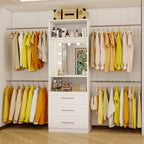Closet System Storage with Built -In LED Mirror, 3 Light Modes, 3 Drawers, 4* Side Hanging Rods(VO-015) by VOMAVEX