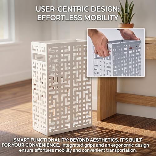 BEWBBAT Umbrella Holder Stand for Entryway, Square Metal Umbrella Rack, Freestanding Rectangular Hollow Rack for Home Office, 16 x 10 x 5 Inch, White - Image 5