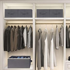 6 Pcs Large Size Wardrobe Clothes Organizers 6 Grids for Pants, Jeans, Sweater, T-shirt, Dress Stackable Closet Drawer Organizer Storage Bin Container with Sturdy Handles, Dark Grey - Image 5
