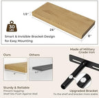 RICHFOCUS 24Inch Floating Shelves for Wall 2Pack, Oak, 8" Deep - Image 3