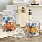 Washable Chinese Style Cornflower Qtip Holder Waterproof Dustproof Apothecary Jars with Lids For Bathroom Cotton Swabs Makeup Sponges Floss Picks Bath Salts 2 Pack - Image 4