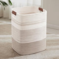 85L Tall Woven Laundry Basket Hamper with Leather Handles,Brown​ by SunNewt