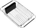 SANNO Expandable Dish Drying Rack Over the Sink Dish Drainer Dish Rack in Sink or On Counter with Utensil Silverware Storage Holder, Rustproof Stainless Steel by SANNO