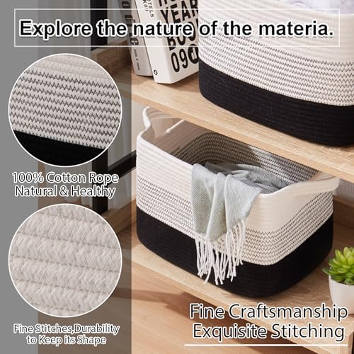 OIAHOMY Cotton Rope Storage Baskets for Organizing Gradient Dark 3-Pack - Image 4