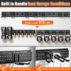 Garage Tool Organizer Wall Mount 66 inches with 13 Adjustable Heavy-Duty Hooks, Garage Organization, Garden Tool Storage Rack for Garage, Yard, and Shed, Holds Up to 520 lbs - Image 5