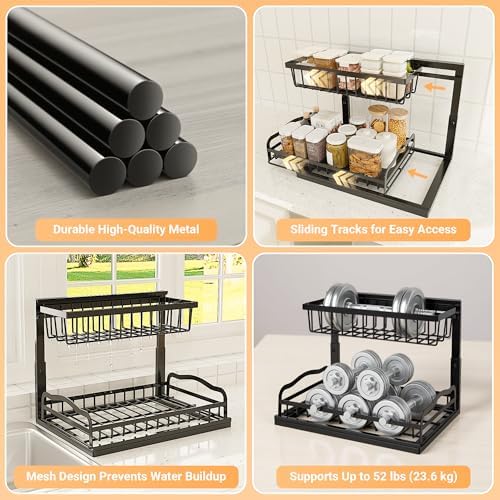 AceMining 2 Pack Under Sink Organizer, 2 Tier Pull Out Cabinet Storage Rack - Image 5