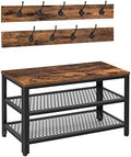 HOOBRO Hall Tree Entryway Storage Bench, Coat Rack Shoe Bench, Shoe Rack Organizer with Coat Hooks, 3-in-1 Design, Wooden Furniture with Metal Frame, Rustic Brown and Black BF17MT01 by HOOBRO