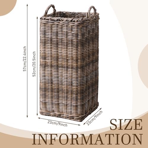 GlikCeil Rattan Umbrella Holder for Entryway 20.5h x 9l x 9w Inch Square Umbrella Stand with Plastic Water Catch, Umbrellas Basket Bucket Fit Walking Cane Tall Umbrellas Storage for Home Office - Image 2