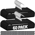 60 Pack Black Velvet Felt Pants Hangers with 60 Hooks, Heavy Duty Space Saving Clothes Hangers with 360° Swivel Hook, Non Slip Thin Cute Flocked Design for Shirts, Coats, Dresses & Closet Organization by Unknown