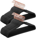 SONGMICS Velvet Hangers 50 Pack, Non-Slip with Rose Gold-Colored Swivel Hooks, Slim Space-Saving for Closet, Heavy-Duty, Black UCRF026B50 by VASAGLEbySONGMICSHOME