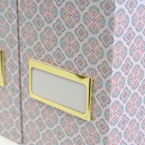BLU MONACO | Foldable Magazine File Holder Set of 4 | Moroccan Tile Cardboard Organizers | Vertical Desk and Shelf Storage for Home Office Dorm | Decorative File Boxes - Image 2
