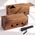 2 Pack Large Cable Management Box Wooden Cord Organizer Box for Power Strip, Surge Protector, Extension Cords, Chargers & Wires, Cable Hider Box for Desk by Unknown