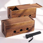 2 Pack Large Cable Management Box Wooden Cord Organizer Box for Power Strip, Surge Protector, Extension Cords, Chargers & Wires, Cable Hider Box for Desk by Unknown