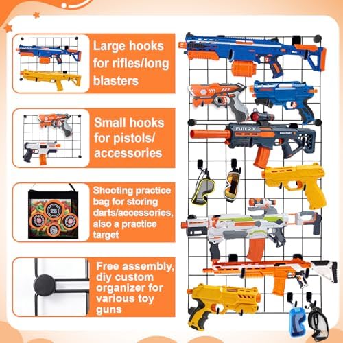 Wall Mount Toy Gun Storage Organizer,Organizer for Toy Gun with Bag - Image 2