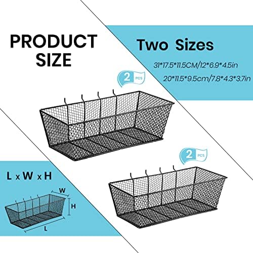 Sieral 4 Pcs Metal Pegboard Baskets Wire Organizer, Medium, Large, Black - Image 2
