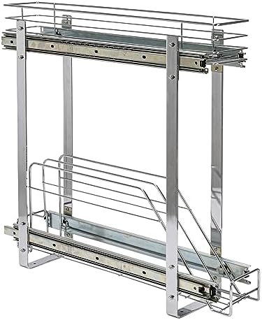 Household Essentials Glidez Multipurpose Chrome-Plated Steel Pull-Out/Slide-Out Storage Organizer for Cookware and Bakeware - 2-Tier Design - Fits Standard Size Cabinet or Shelf, Chrome - Image 5