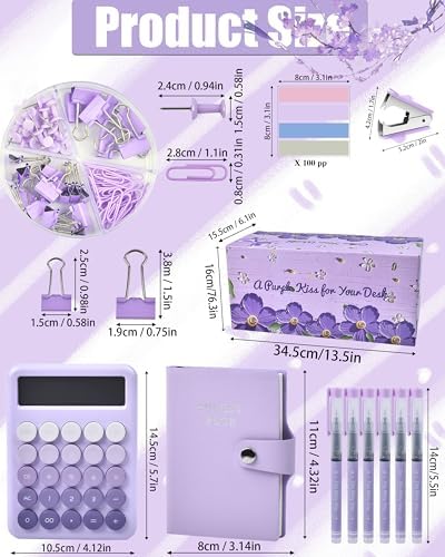 LXEVIHK Purple Desk Accessories 21-Piece Office Supplies Gift Set for Women - Image 7