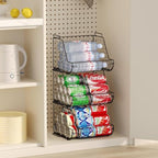 Stacking Can Dispensers 3 Tier with 3 Divider, Large Pantry Can Organizer, Beverage Drink Pop Soda Can Storage Basket, Can Holders for Pantry, Canned Food Rack Wire Bins for Kitchen Cabinet (3-Pack) - Image 7