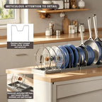Magheo 2 Pack Expandable Food Storage Container Lid Organizers, 31.3" Pots and Pans Organizer Under Cabinet with 12 Adjustable Dividers Pot and Pan Lid Holders Rack Inside Cabinet(Gray) - Image 5