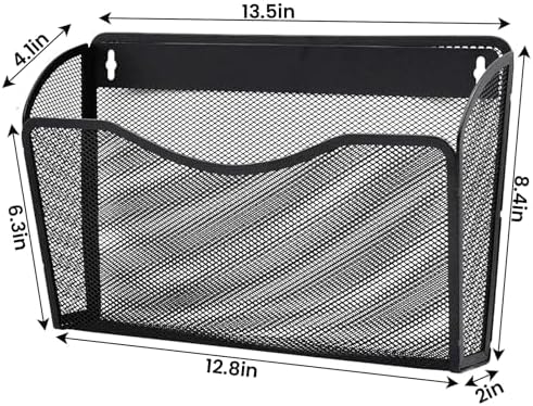 Gawerk 6 Pack Wall File Organizer, Mesh Wall File Pocket Mail Organizer Hanging Metal Vertical Wall Mounted File Holder for Office/Home - Image 2